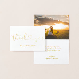 REAL Gold Foil THANK YOU Wedding with Photo Foil Card