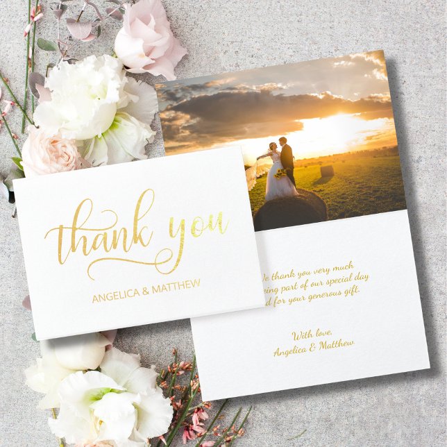 REAL Gold Foil THANK YOU Wedding | with Photo Foil Card (REAL Gold Foil THANK YOU Wedding | with Photo Foil Card)