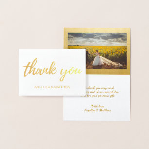 REAL Gold Foil THANK YOU Wedding with Photo Foil Card