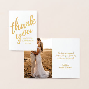 REAL Gold Foil THANK YOU Wedding with Photo Foil Card