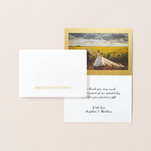 REAL Gold Foil THANK YOU Wedding   with Photo Foil Card