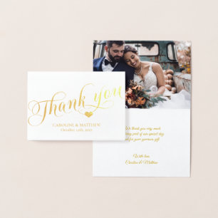 REAL Gold Foil THANK YOU Wedding with Photo Foil Foil Card