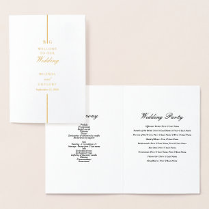 Real Gold Foil Wedding Order of Service Program Foil Card