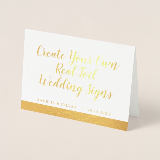 REAL Gold Foil Wedding Table Tent Sign Card (Front)