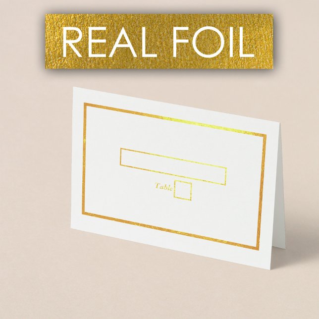 Real Gold Foil White Gold Wedding Place Card (Real Gold Foil White Gold Wedding Place Card)