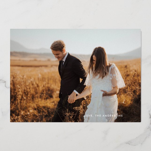 real gold lettering elegant merry christmas photo (Front)