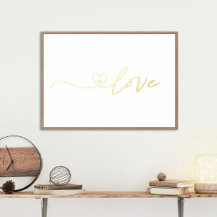 Real Gold   LOVE HEART   Calligraphy Foil Prints