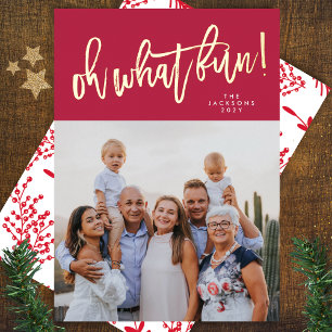 REAL GOLD Oh What Fun RED Magenta Christmas Photo