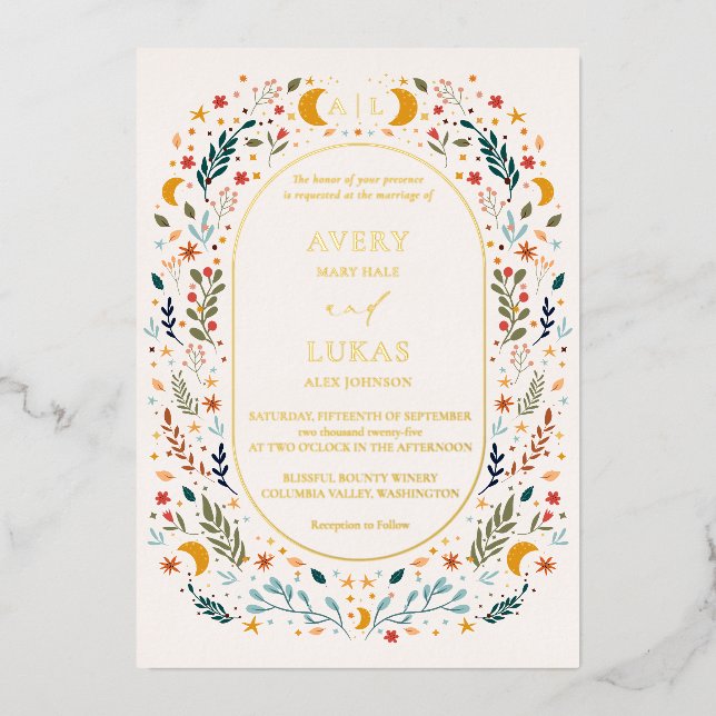 Real Gold Vintage Mystical Floral Monogram Wedding (Front)