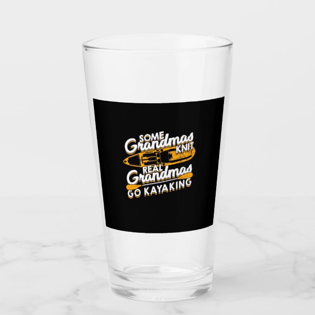Real Grandmas Go Kayaking Glass (Front)