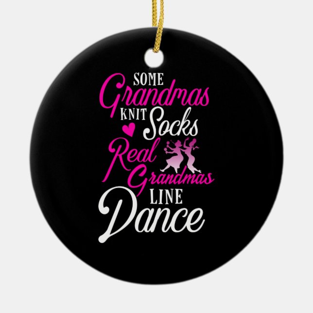 Real Grandmas Line Dance Country Dancing Ceramic Tree Decoration (Front)