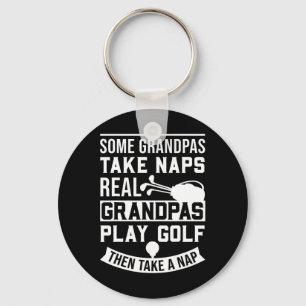 Real Grandpas Play Golf - Best Grandpa Golfer Dad  Key Ring