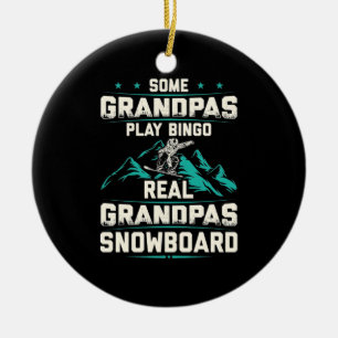 Real Grandpas Snowboard Ceramic Tree Decoration