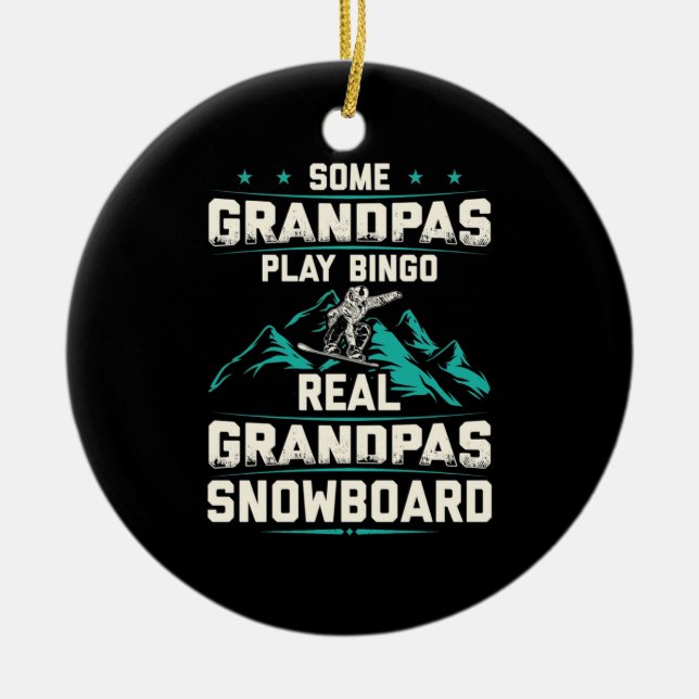 Real Grandpas Snowboard Ceramic Tree Decoration (Front)