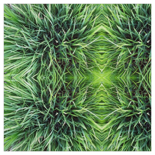 Real Grass Pattern in Shades of Vivid Green Fabric (Swatch)