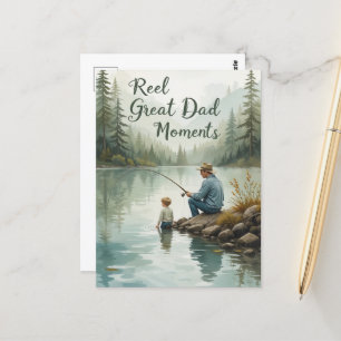 Real Great Dad Moments Fishing with Father Postcard