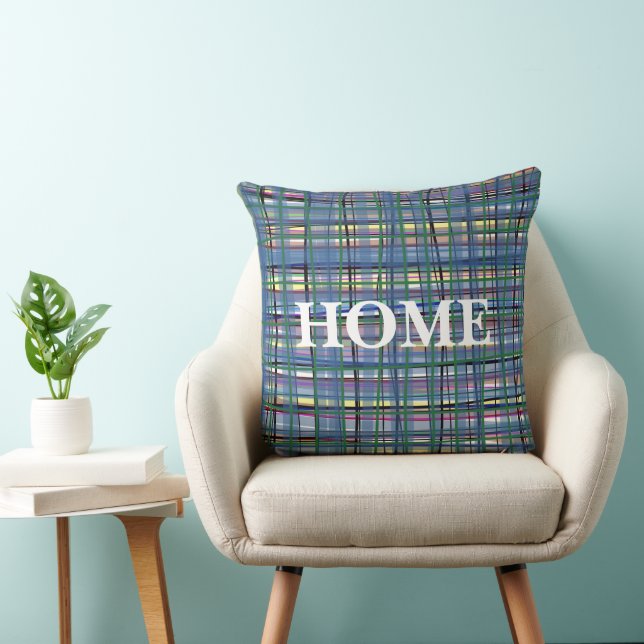 Real hand drawn artistic tartan pattern Blue Cushion (Chair)