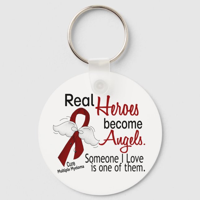 Real Heroes Become Angels Multiple Myeloma Key Ring (Front)