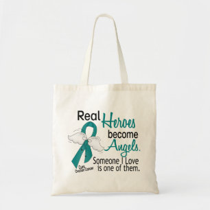 Real Heroes Become Angels Ovarian Cancer Tote Bag