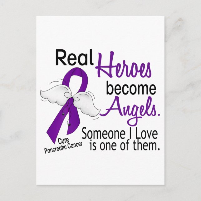 Real Heroes Become Angels Pancreatic Cancer Postcard (Front)
