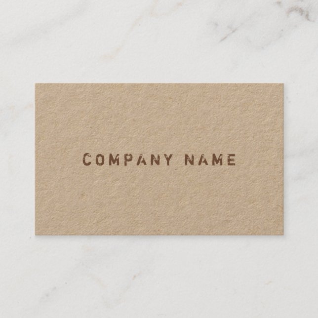 Real Kraft Paper Elegant Distressed Text Template Business Card (Front)