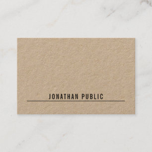 Real Kraft Paper Modern Elegant Simple Minimalist Business Card