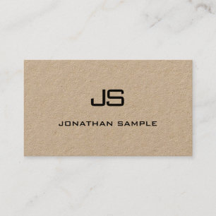 Real Kraft Paper Modern Template Elegant Monogram Business Card