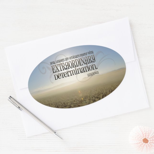 "Real Leaders" Inspirational Quote Oval Sticker (Envelope)
