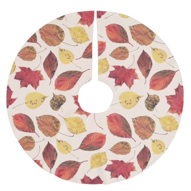 Real leaves photo, unique seamless pattern. brushed polyester tree skirt (Front)