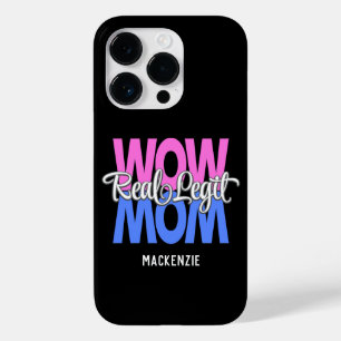Real Legit Wow Mum Print (Pink, Blue & White) Case-Mate iPhone 14 Pro Case