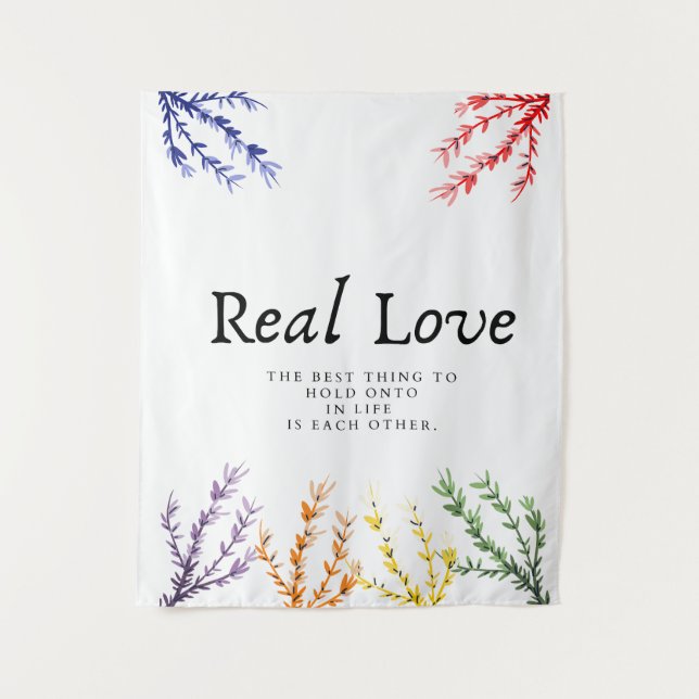 real love text and famous saying wall art tapestry (Front)