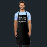 Real men cook funny black custom BBQ apron for men<br><div class="desc">Real men cook funny black custom BBQ apron for men. Personalised kitchen aprons in any colour for guys. Stylish typography design. Add your own name or humourous quote. Create your own unique Christmas or Birthday party gift for grill master dad, father, husband, uncle, boyfriend, brother, friend, grandpa, grandfather, kids, boss,...</div>