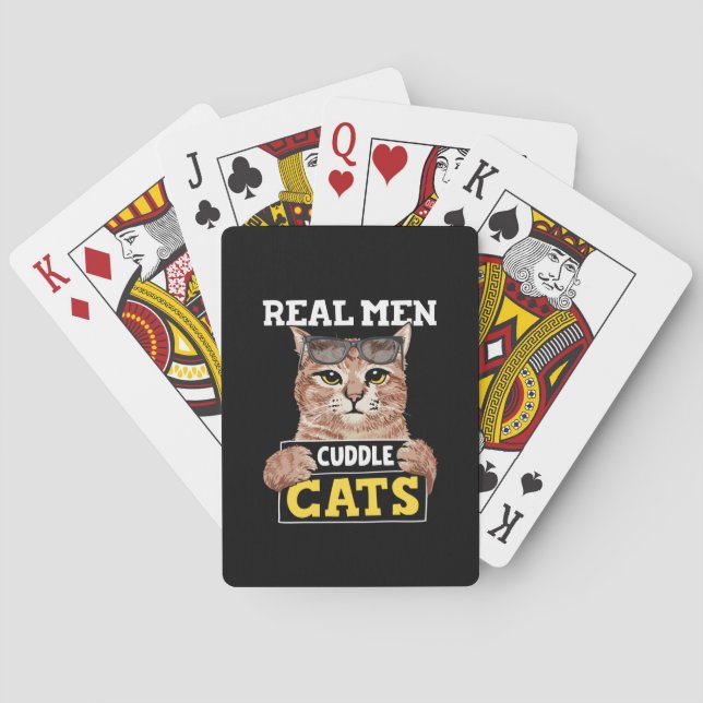 Real Men Cuddle Cats Playing Cards (Back)