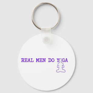 real men do yoga key ring