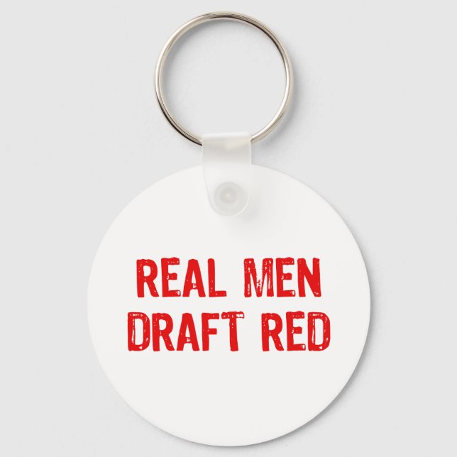 Real Men Draught Red Key Ring (Front)