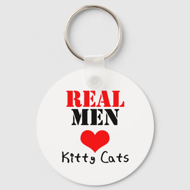 Real Men Heart (Love) Kitty Cats Key Ring (Front)