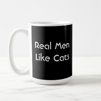 Real Men Like Cats Black Coffee Mug