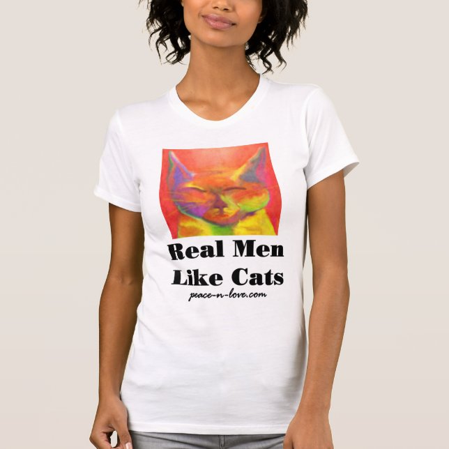 Real Men Like Cats For Light T-shirts (Front)
