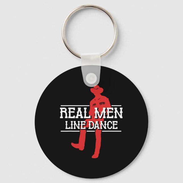 Real Men Line Dance Western Country Dancing Lineda Key Ring (Front)