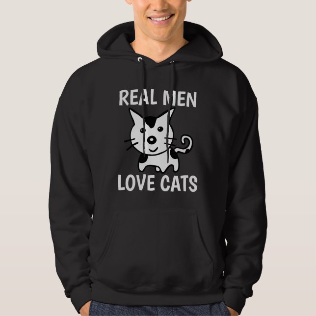 REAL MEN LOVE CATS Black T-Shirts & Hoodies (Front)