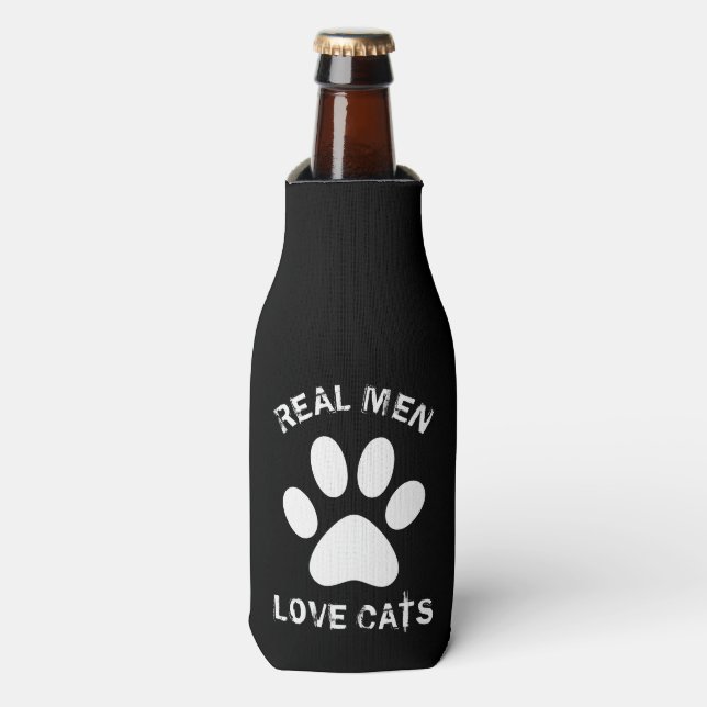 Real Men Love Cats Custom Text Personalised Bottle Cooler (Bottle Front)