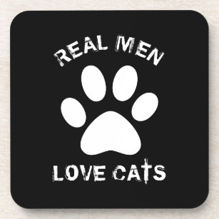 Real Men Love Cats Custom Text Personalised Coaster