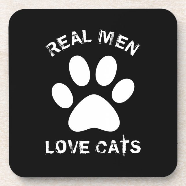 Real Men Love Cats Custom Text Personalised Coaster (Front)