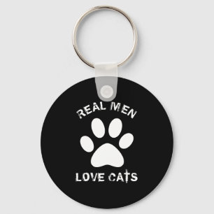 Real Men Love Cats Custom Text Personalized Key Ring