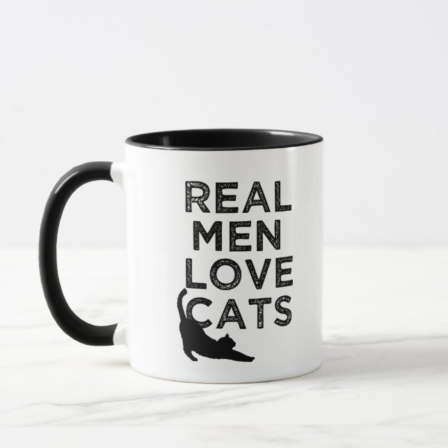 Real Men Love Cats funny coffee mug (Left)