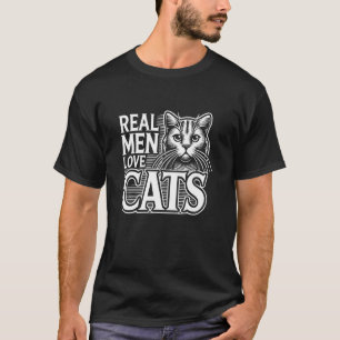 Real Men Love Cats Funny Cute Kitten Pet Cat Lover T-Shirt