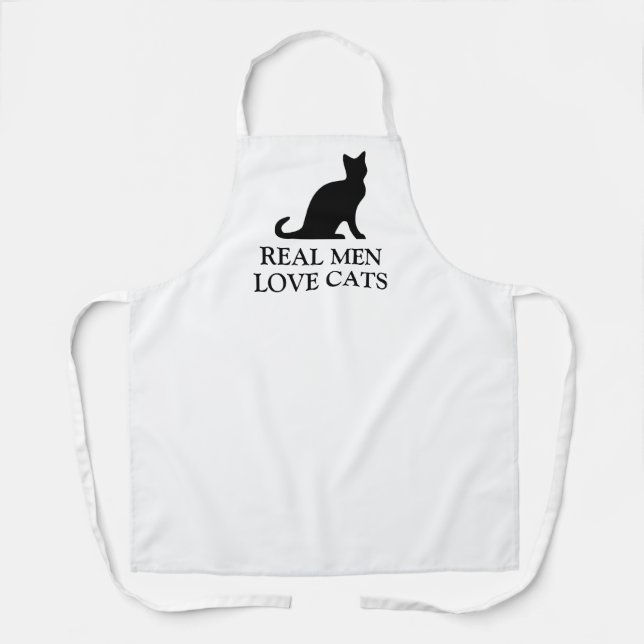 Real Men Love Cats funny kitchen apron for men (Front)