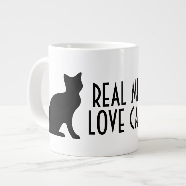 Real men love cats funny large jumbo size coffee mug (Front Left)