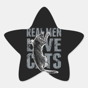Real Men Love Cats in Distressed Style Star Sticker