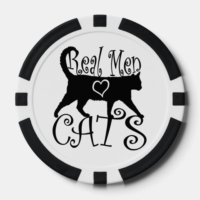 Real Men Love Cats in Stylish Design Poker Chips (Front)